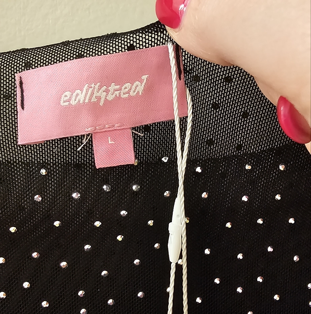 Edited Rhinestone Sheer Mesh Top - Picture 5 of 10